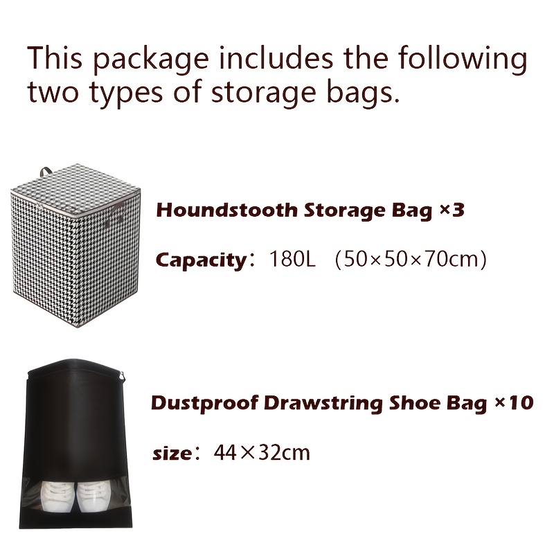 TEMU Christmas Gift 3pcs Extra Large 52.31 Gallon Thickened Storage Bins For Clothes Quilts Dustproof Moisture Proof Double Zipper With Handles