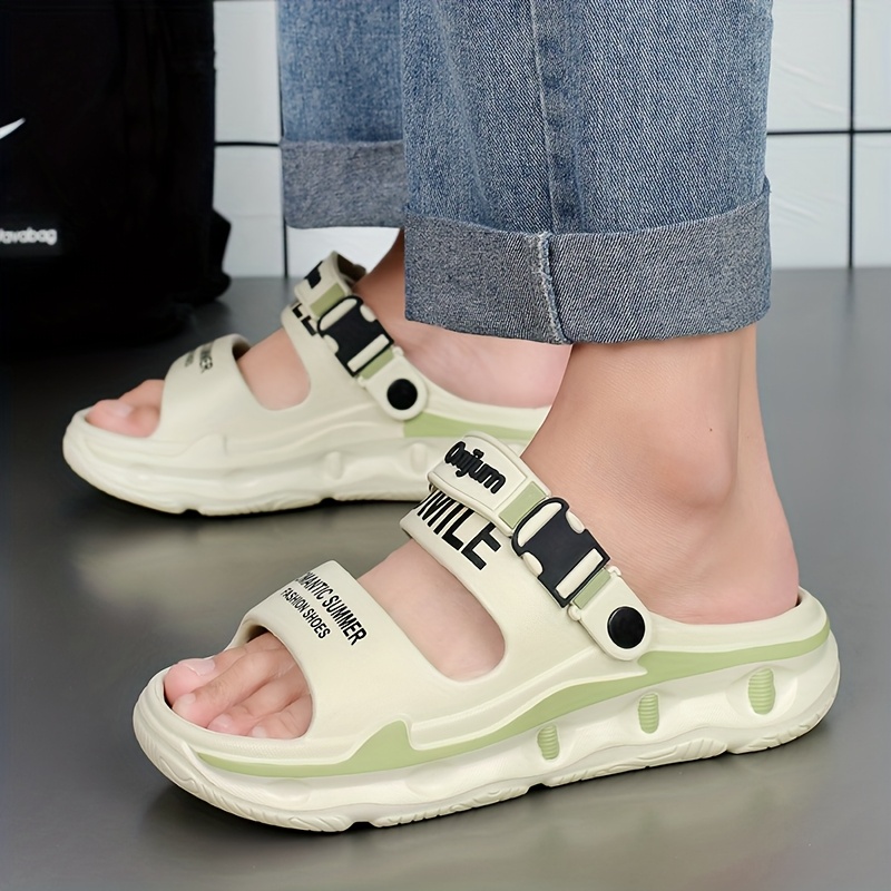 womens sport sandals with thick cushioned eva sole slip resistant high quality design anti odor technology   letter print for beach outdoor home use lightweight breathable slip on slippers Product details 2