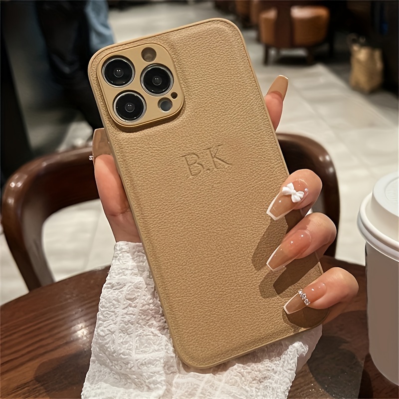 

Personalized Customized 3d Embossed Diy Initial Name Letter Faux Leather Soft Case For 15 14 Plus 11 Pro Max Protective Cover Cases