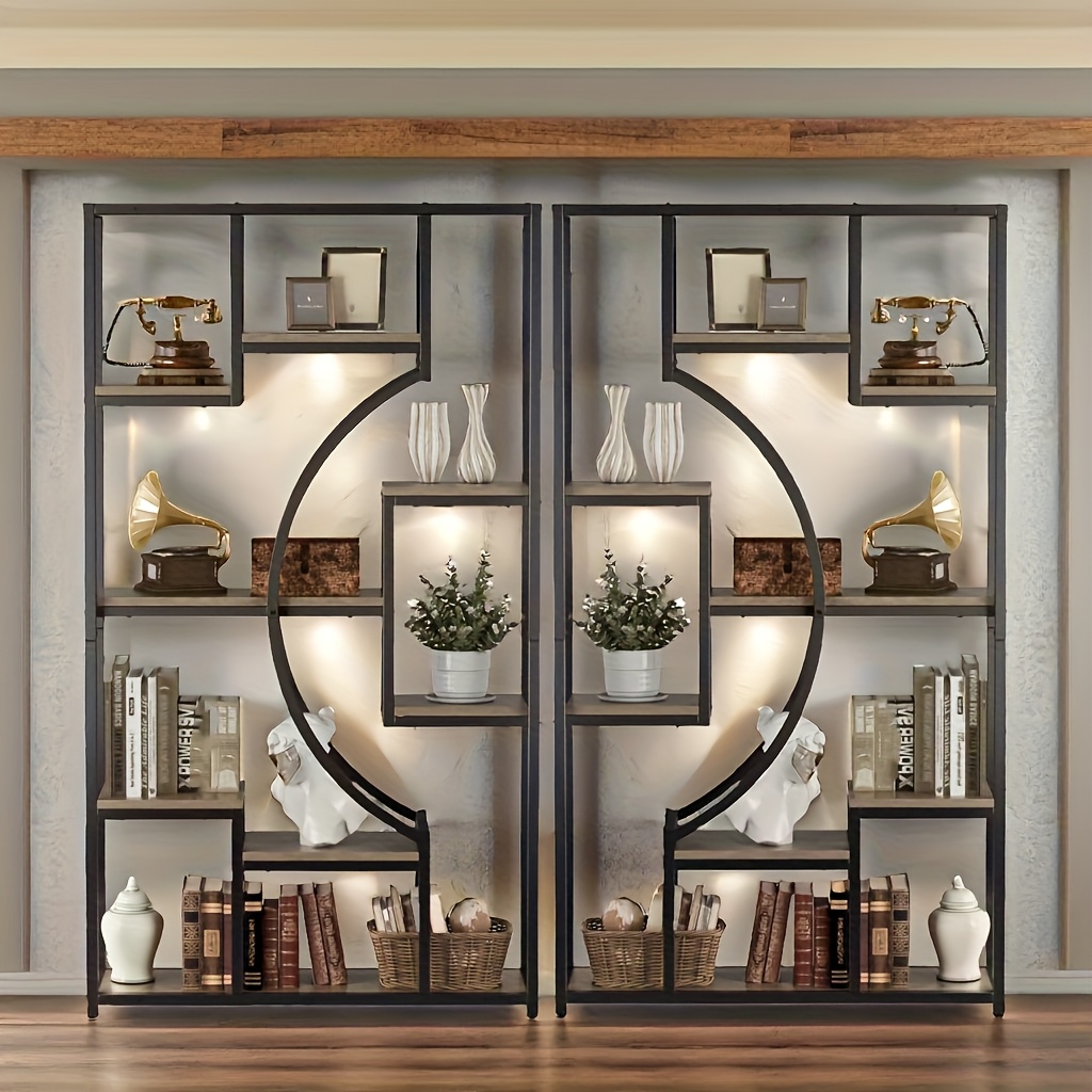 TEMU 8 Tier Bookshelf, Industrial Bookcase With 18 Storage Shelves, Storage Rack Shelves In Living Room/brdroom/home/office, Books Holder Organizer For Books/movies, Gray, 78.79"w X 11.79"d X 70.9"h