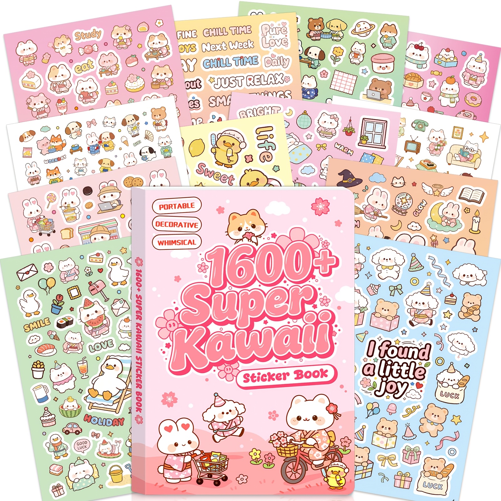 TEMU 1 Set 1600+ Cute Stickers, Self-adhesive Stickers, Suitable For Home Party Decoration, Scrapbooks, Crafts, Laptops, Diaries, Party Gift
