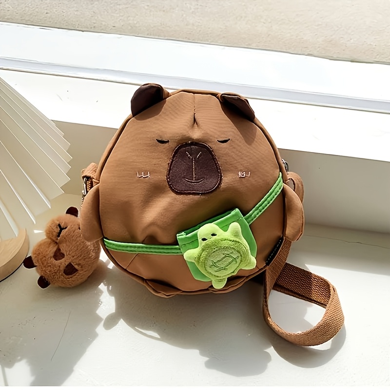 Capybara Crossbody Bag Suitable for School/Travel - Capybara Face Design with Zipper Closure & Capybara-Themed, Hands-Free Portable Carrier Suitable for Phones/Tablets, Snacks, Wallet - Gift for Women,, Teachers