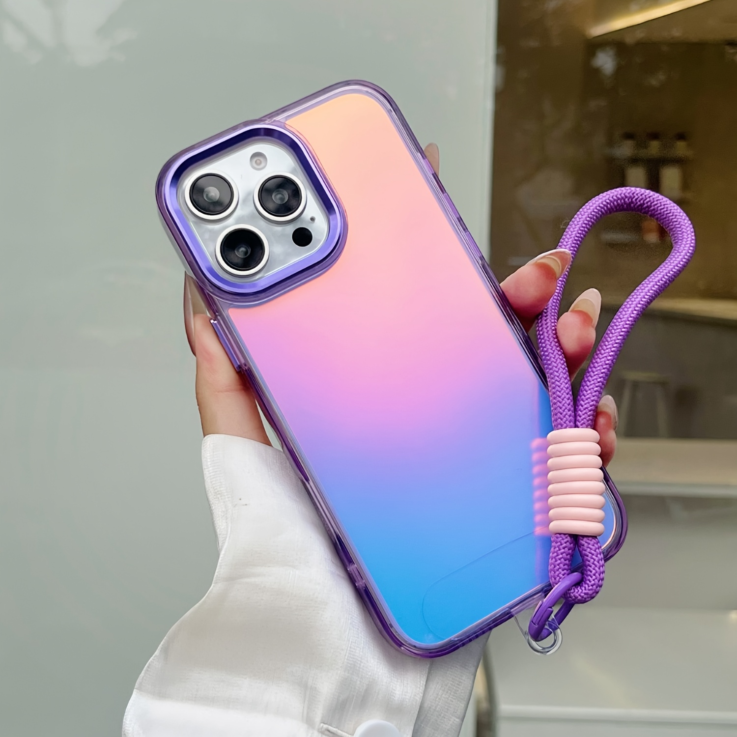 TEMU Phone Case: Laser Gradient Colorful Mobile Phone Protective Case Suitable For Series Iphone 16 Pro Max 15 Plus 14 Max 13 12 Pro 11 Colorful