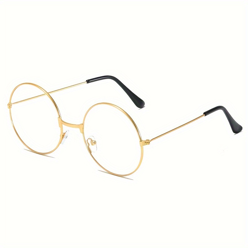Golden-rimmed Round Clear Lens Glasses - Minimalist Style, Durable Metal Frame, Lightweight & Comfortable For