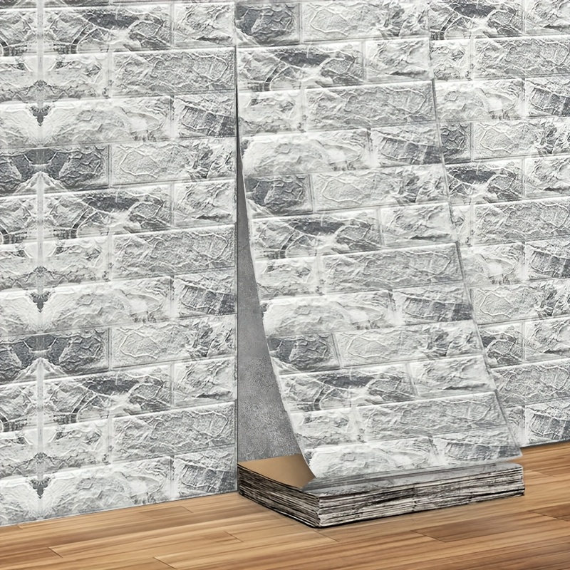 E-shop 1 Rolle 20m 3D Schaumstoff-Wandfliesen, selbstklebende Ziegelstein-Optik Wandpaneele, strukturiertes Design, Heimdekoration Wandaufkleber,