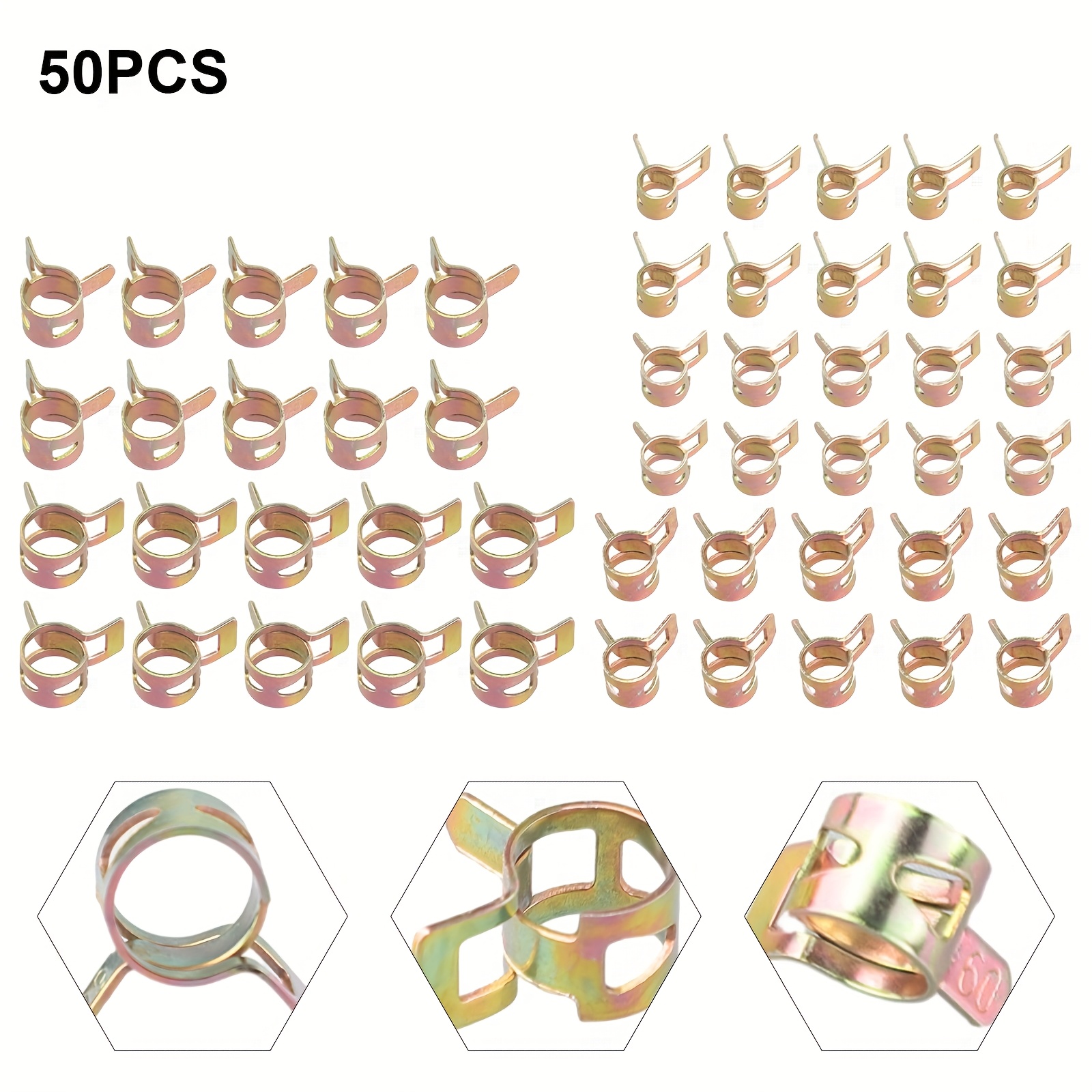 TEMU 50pcs Fastener 5/6/7/8/9mm Clip Fuel Water Line Hose Pipe Tube Clamps-fit For Air Hose Tube, Water Pipe, Fuel Pipe, Silicone Vacuum Hose