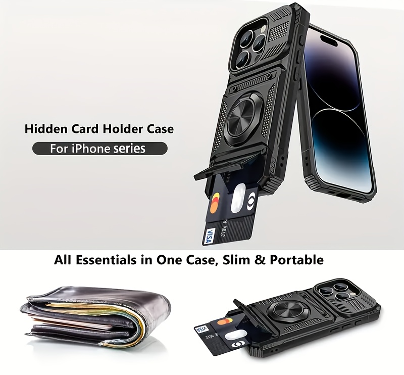 phone case suitable for iphone 17 16 15 14 13 12 11 pro   7 8   it   in a shock resistant heavy duty hard case with metal holder and hidden   slot Product details 0
