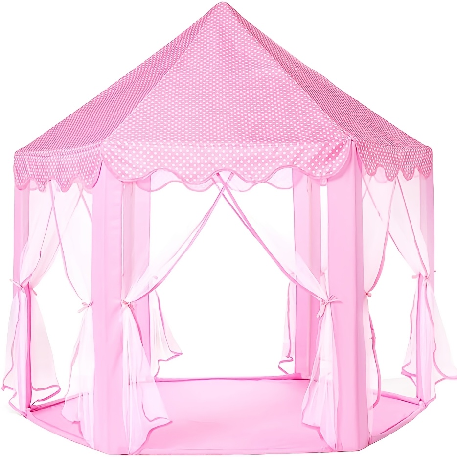 TEMU Princess Castle Tent For Girls Play Tents For Kids Hexagon Playhouse For Children Or Toddlers Indoor Or Outdoor Games (pink)