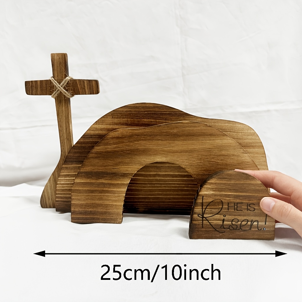 Image of Collectible Figurines ， Display Suitable For Easter - Jesus Tomb With Scene, Christian Decoration For Church,, Fireplace, Farmhouse Tray - Retro Religious Gift For Sunday Display For Halloween