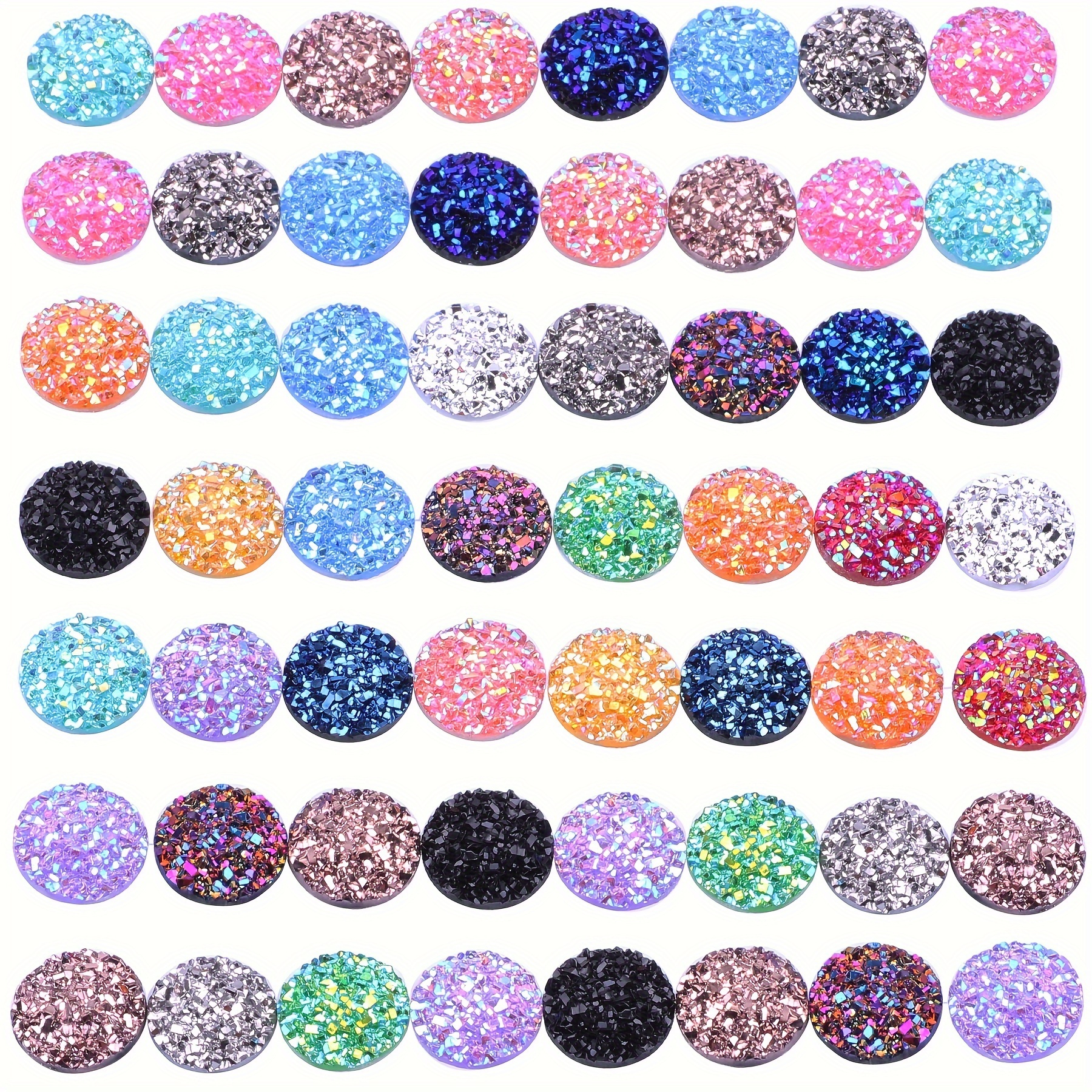 

60pcs Mixed Color 12mm Round Flatback Resin Rhinestones, Imitation Gemstone Convex Drill Beads For Jewelry Making And Crafts