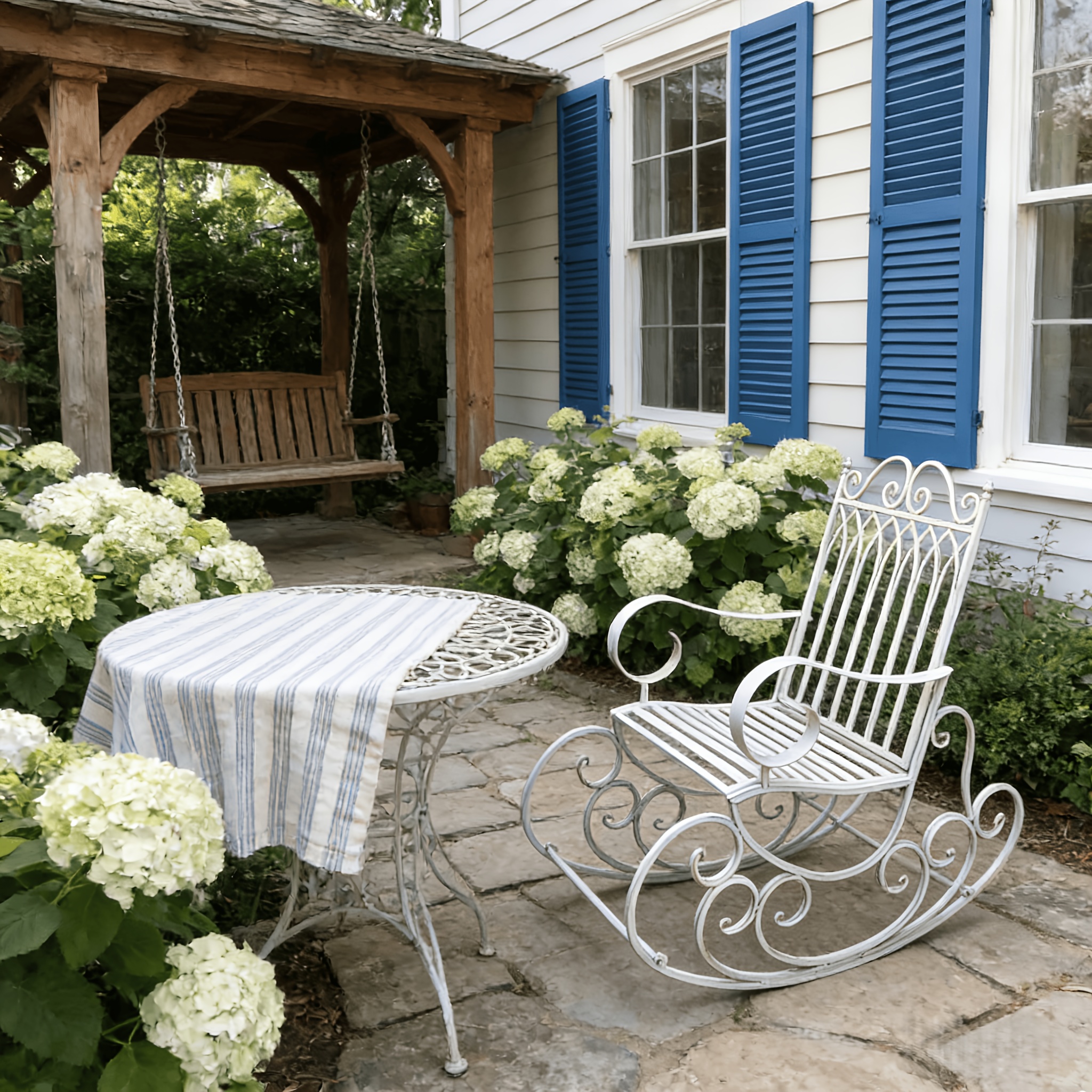 [Iron Rocking Chair] Outdoor Garden Single Wrought Iron Rocking Chair - Durable Iron Frame, Patio Rocking Chair, Comfortable Reading Chair, Cross-back Design, Suitable For Gardens, Lawns, Or Outdoor Use, Garden Seating, Outdoor Furniture