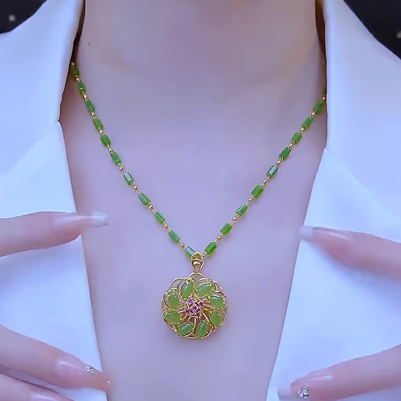 TEMU 2025 Nouveau Pendentif Élégant et Frais , Chaîne en Bambou Rayon Artisanale, Haut de Gamme, Tendance, Luxe Léger, Rotatif, Collier Unisexe, pour