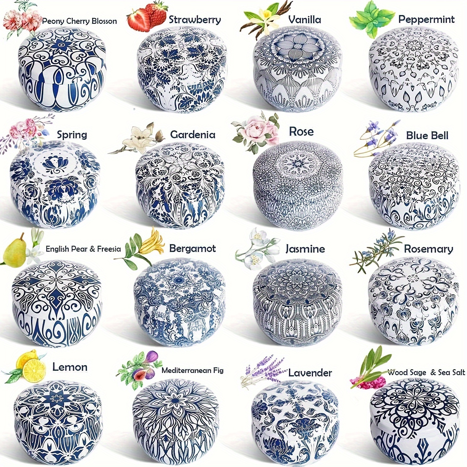 

16 Blue And White Porcelain Scented Candles, Beautifully , Meaning Beautiful, Suitable For , Emergencies And Festivals, Can Be Used As Gifts For .