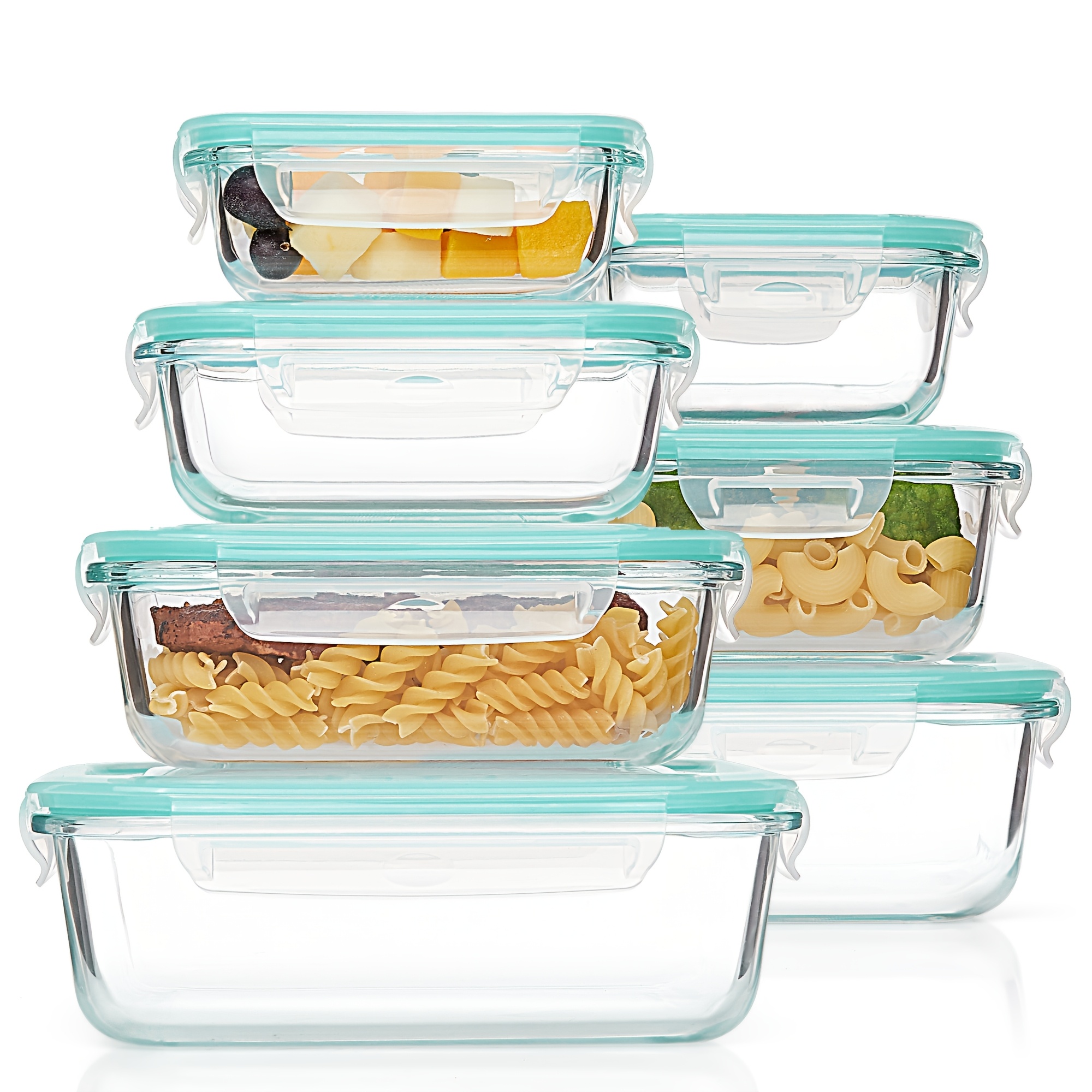Image of 7-pack Glass Food Storage Containers With Airtight Lids, Glass Meal Prep Containers, Bento Boxes For Lunch, For Microwave, Oven, Freezer And Dishwasher