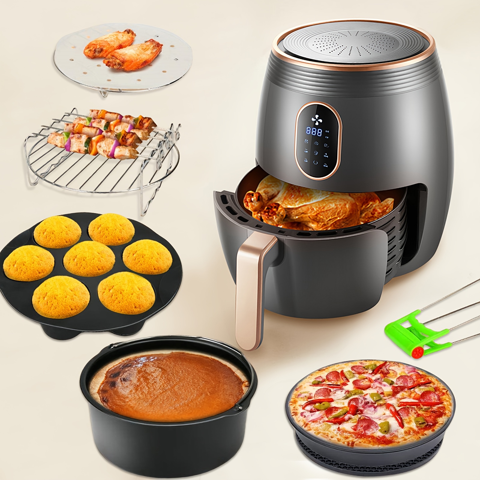 set of additions specifically for air fryers it   a baking basket pizza pan and stainless steel multi layer rack providing   to   expand your cooking space and unlock a   of   Product details 0