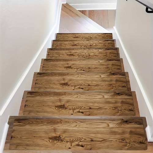 modern minimalist stair treads reusable and durable wood grain stair mats enhancing safety and aesthetics
