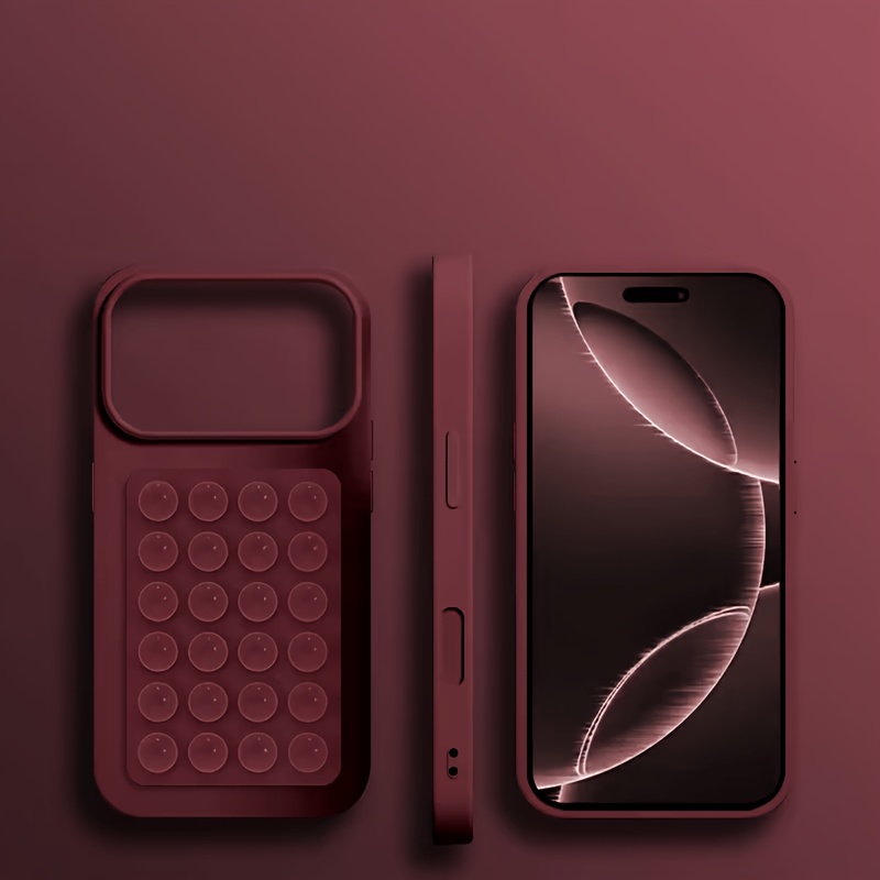 TEMU Étui de téléphone : Étui de qualité supérieure à texture mate avec ventouse double-en un à grands trous, compatible avec iPhone 17 Pro Max, 17