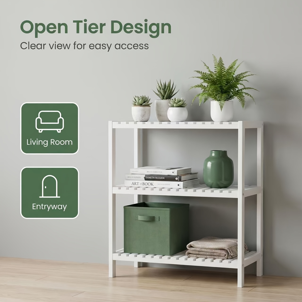 Ladder Shelf, 3-Tier Shelf Stand, Display with Wide Storage Display Stand, Multifunction Standing Organizer Shelf for Home Office And Kitchen