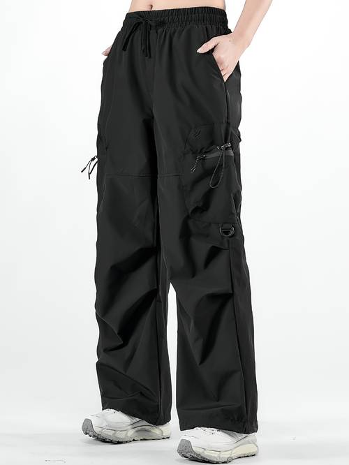 pantalones cargo deportivos de para mujer, estilo moderno con bolsillo con cremallera, ideales para actividades al aire libre, senderismo