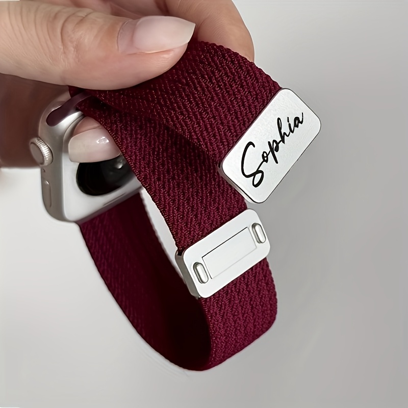 TEMU Laser Personalized Custom Name Fashionable Easy-to-wear Nylon Braided Magnetic Breathable Watch Band Suitable For Ultra S11 S10 42mm 46mm 49 41