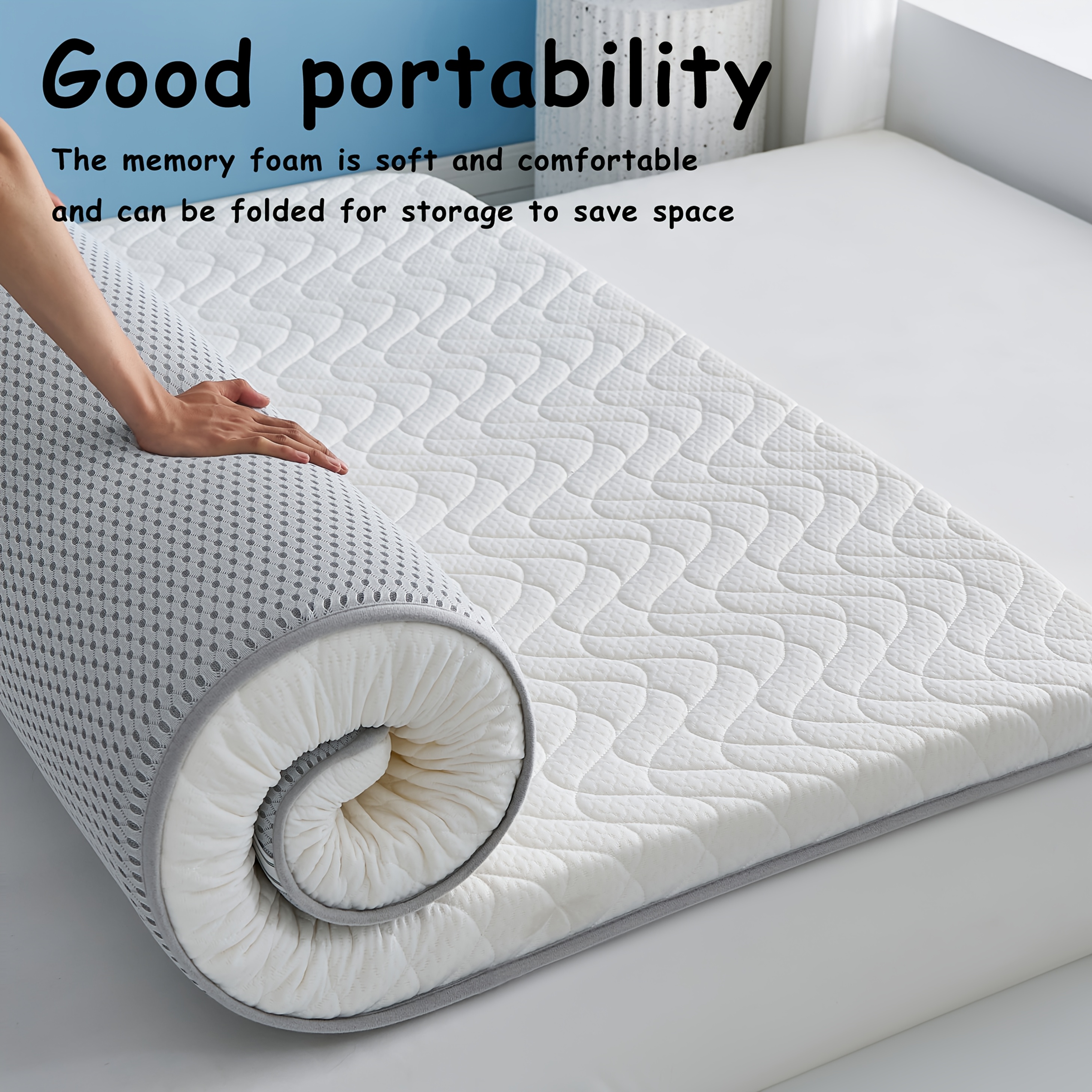 1pc memory foam single sided mattress with latex layer 4 6cm thickness 1 2cm latex depth double layer wave and pattern surface   comfortable breathable   ideal for dorms schools rentals home use no pillow included