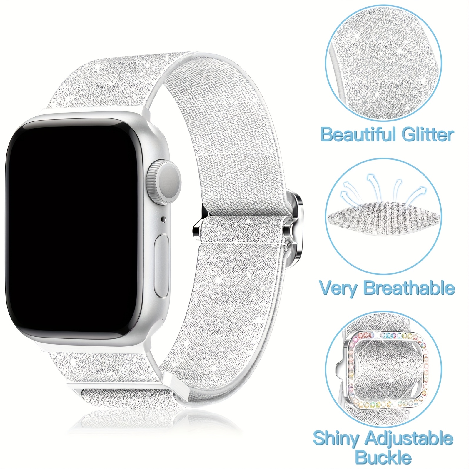 Lilly Pulitzer Silver Glitter Stretch Watch Band Lilly Pulitzer Apple Watch Band - Etsy main image 4