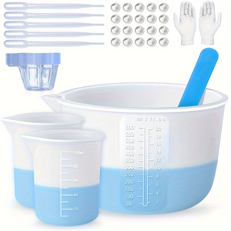 

Silicone Resin Measuring Cup Set - 50 Pcs, Flexible & Non-stick, Leakproof Mixing Cups With Graduations, Round Silicone Molds For Epoxy & Diy Crafts, Durable Epoxy Resin Tools Kit With Pipettes