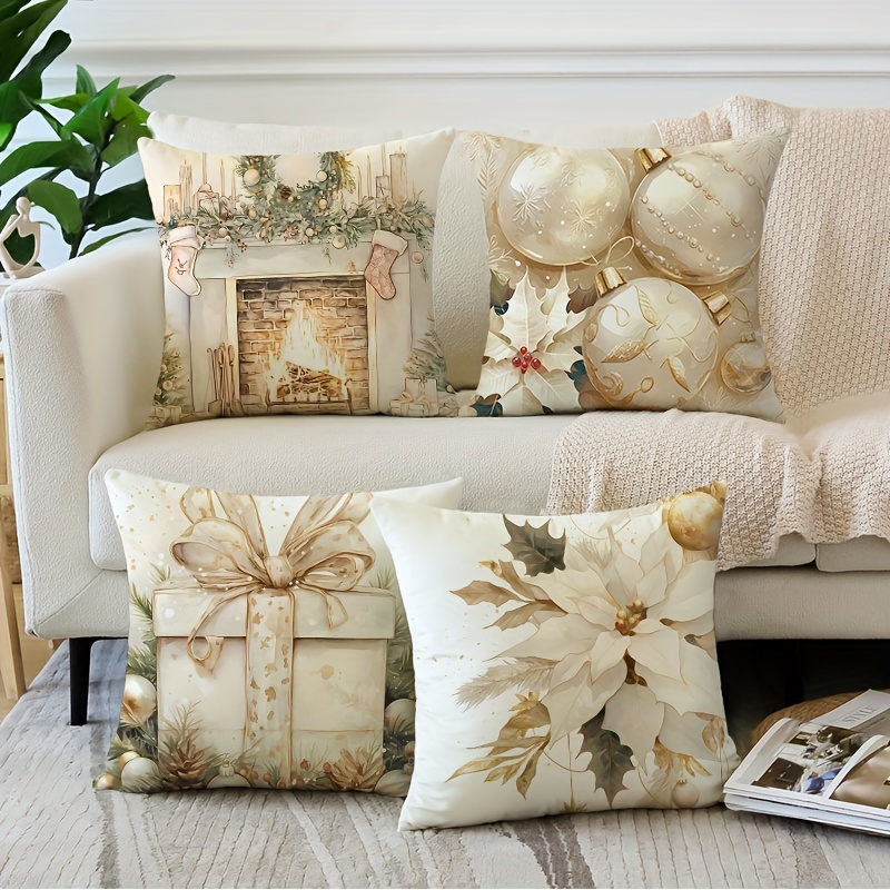 

Christmas 4pcs Set - & , Polyester, Zip , - For & Sofa Decor (no ), Christmas Decor
