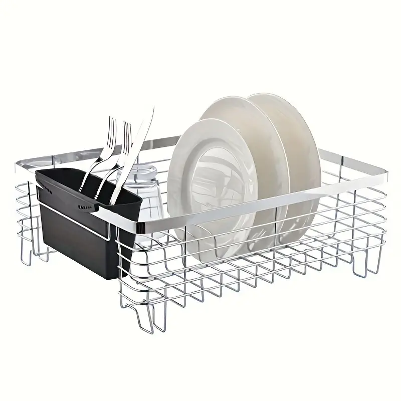 compact stainless steel dish rack with & utensil holder - kitchens & rvs Product details 2