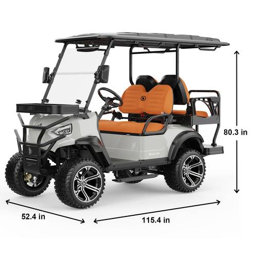 Self- -Kb-G2+2H-White 4-Seat Golf Cart 25MPH 60Km Range 4-Wheel Hydraulic Brakes
