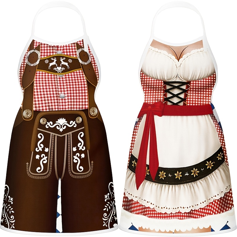 TEMU 2pcs Of German Apron Oktoberfest Party Dress, A Of Colors And Styles From, Gift, Oktoberfest Decorative Apron, Fun Apron For Party Parties