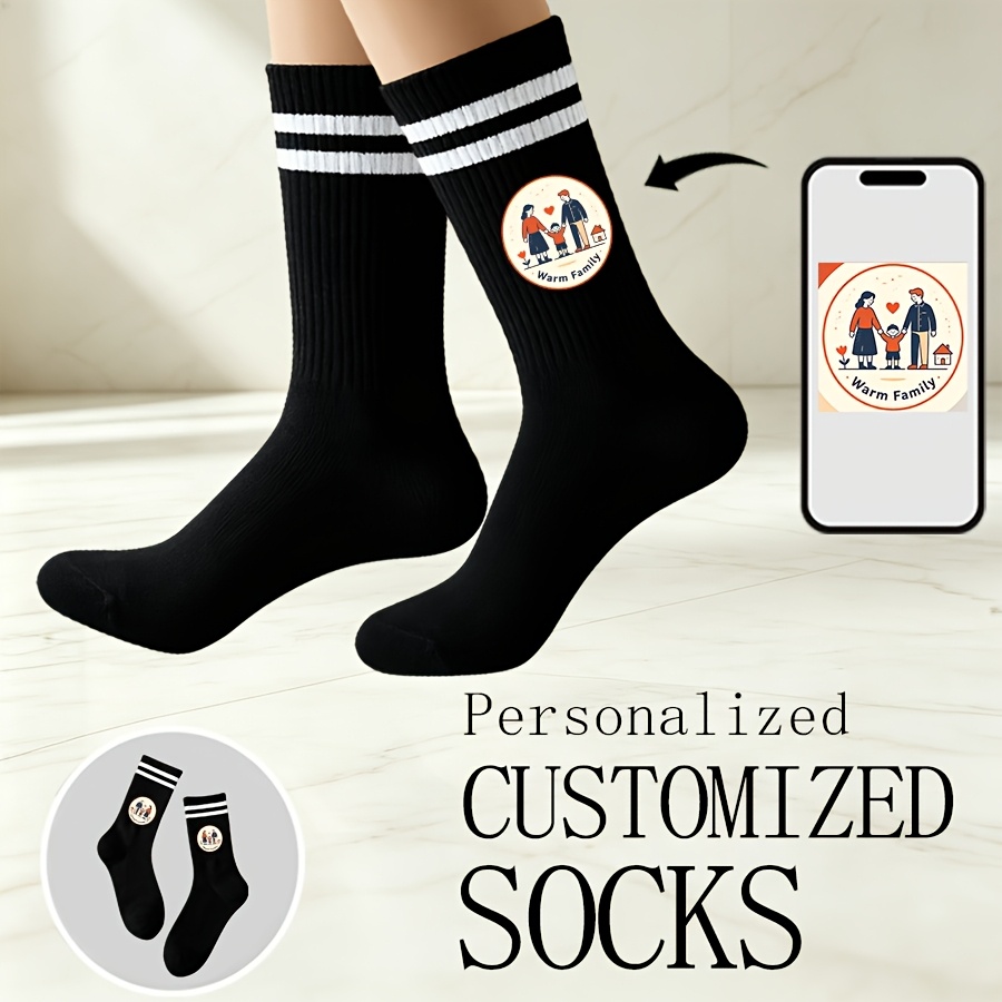 TEMU 1 Pair [diy] Personalized Custom Men' Socks, Text And Picture Pattern Replacement, Photo Customization, And Fun , Comfortable Casual Socks,