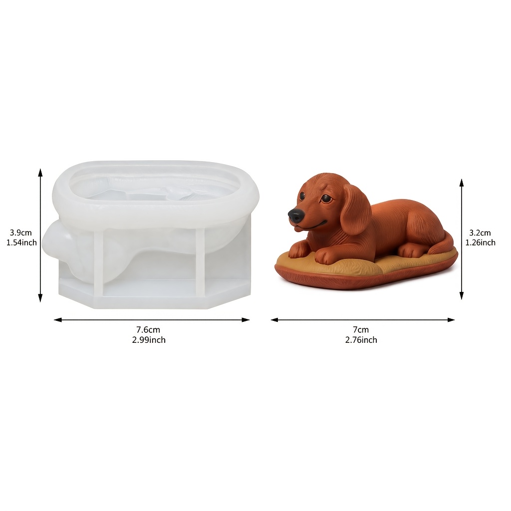 TEMU Liquid Silicone Lying Dachshund Mold Suitable For Candles, Resin Crafts & Soap Making - Realistic Puppy With Long , For Diy Handmade Gifts,