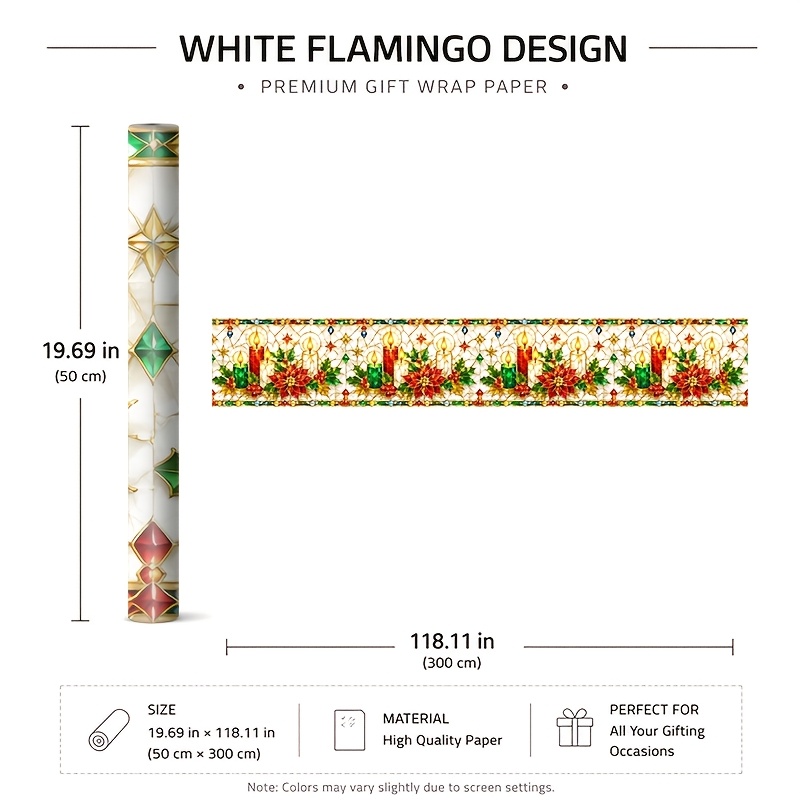 TEMU 1 Rouleau 50x300cm (19.7x118.1in) Papier Cadeau à Motif Floral , Motif, Parfait pour Offrir, Anniversaires & Fêtes, , Facile à Emballer,