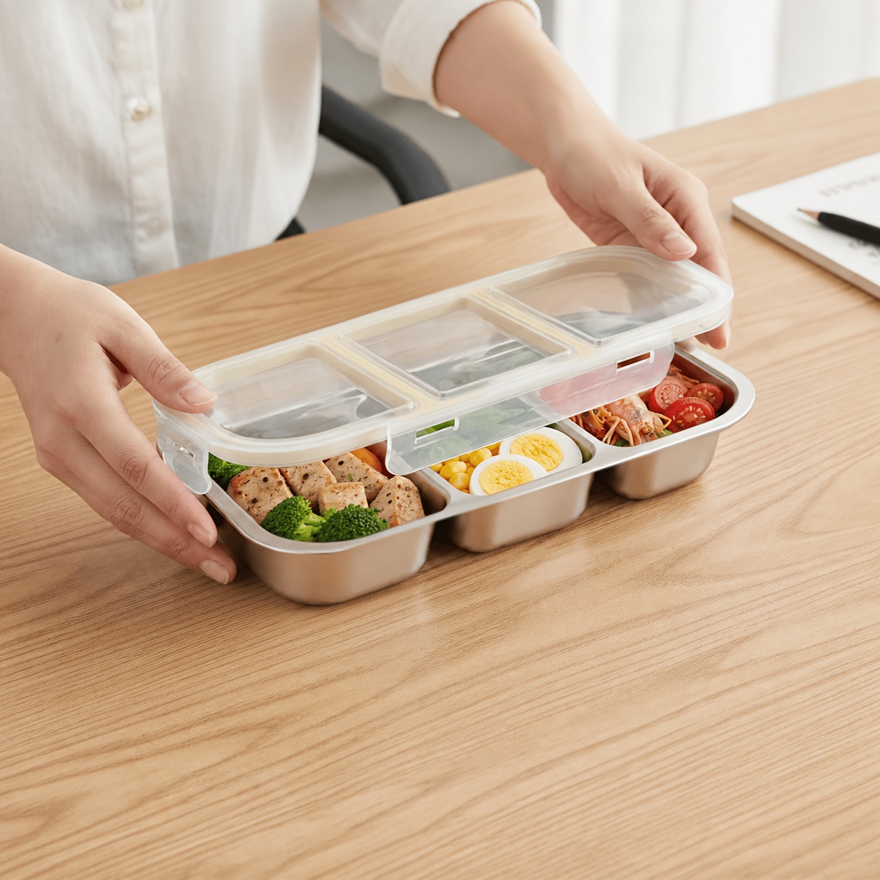 TEMU 1/2 Pack 304 Stainless Steel Bento Boxes, 2/3compartments Divided Lunch Box With Lid, Stainless Steel Food Stroage Container, Freezer Safe
