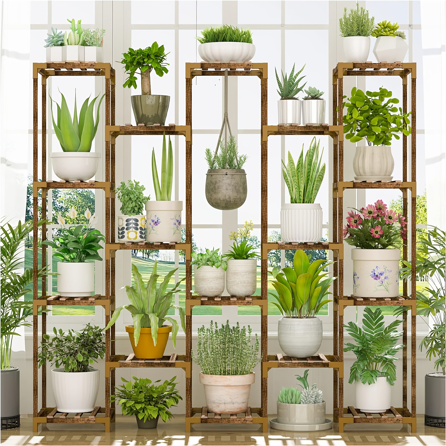 

Plant Stand Indoor Outdoor, 17 Tier Large Tall Plant Shelf For Indoor Plants Multiple, Wood Plant Stand Rack Holder Table For Living Room Garden Patio Window