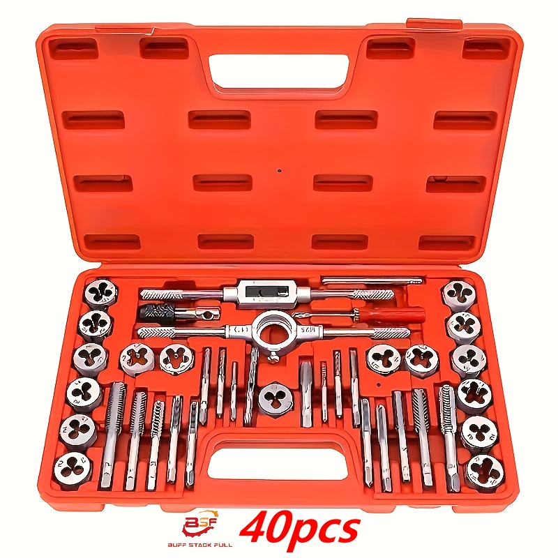 TEMU LTEWALT Kit de 40 pièces pour tarauds et filières, comprenant des outils à filetage métrique et , adapté aux tailles M3-M12, pour le traitement