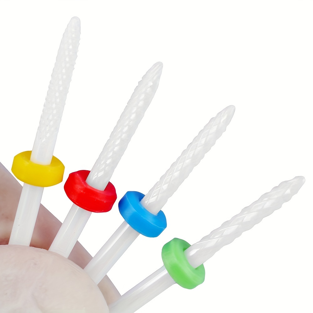 Set Of 4 Ceramic Nail Grinding Heads, Rocket-shaped For Cuticle Removal And Nail Polish Removal
