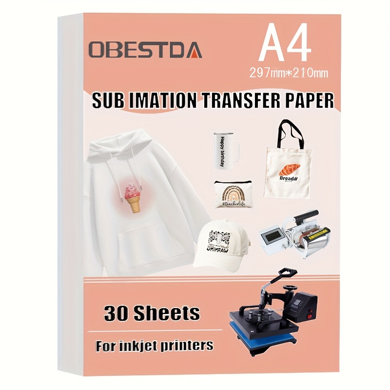 

30 Sheets Sublimation Paper Thermal Transfer Paper Inkjet Printer Any Hp Sawgrass Mouse Pad With Sublimation Ink Shirt Mugs A4（11.69in*8.26in）