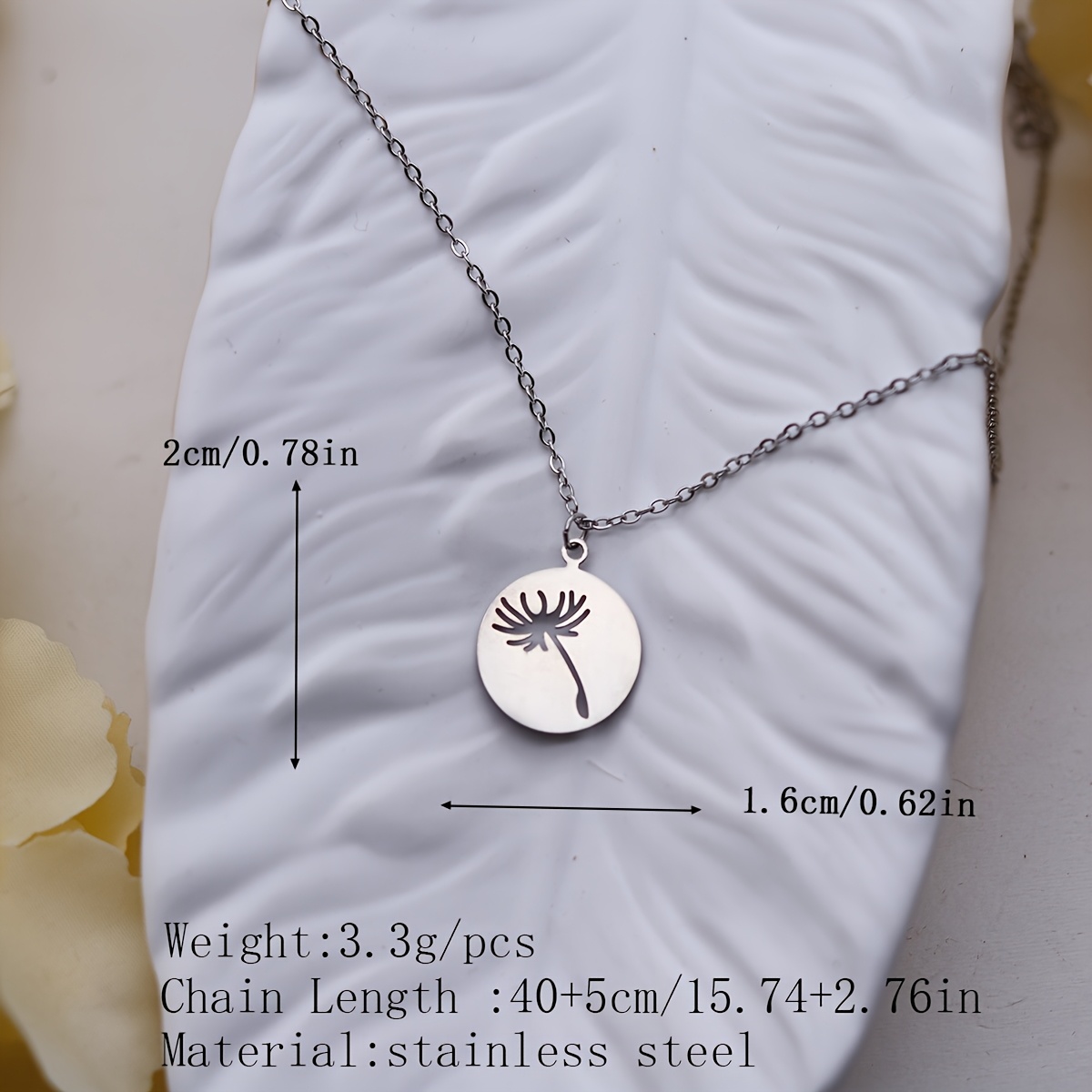 Mini Disc Necklace with The Wind Stirs The Grass Waves Charm