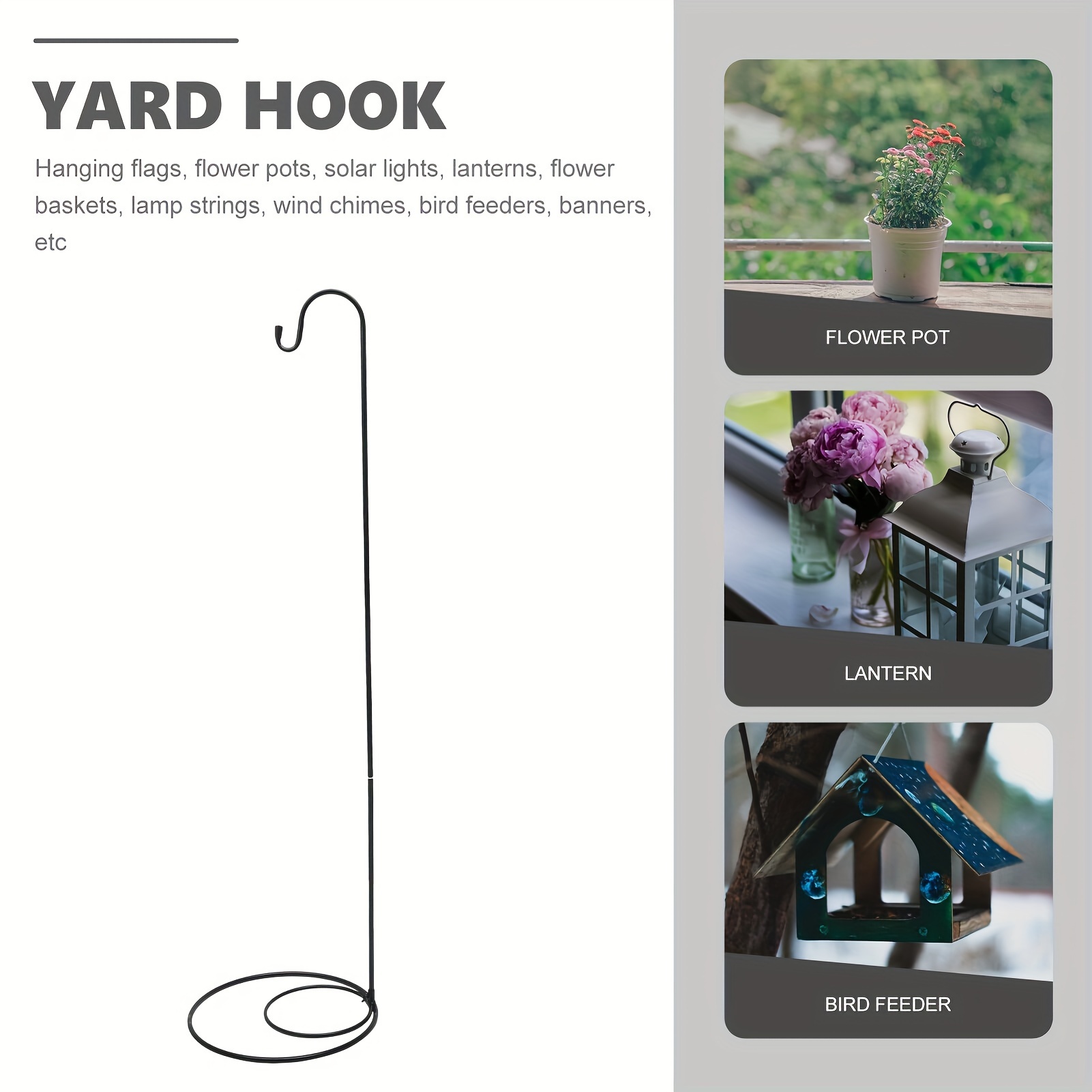 

Heavy-duty 47" Shepherd Hook For Outdoor Use - Adjustable, Metal Garden Pole For Bird Feeders & Lanterns