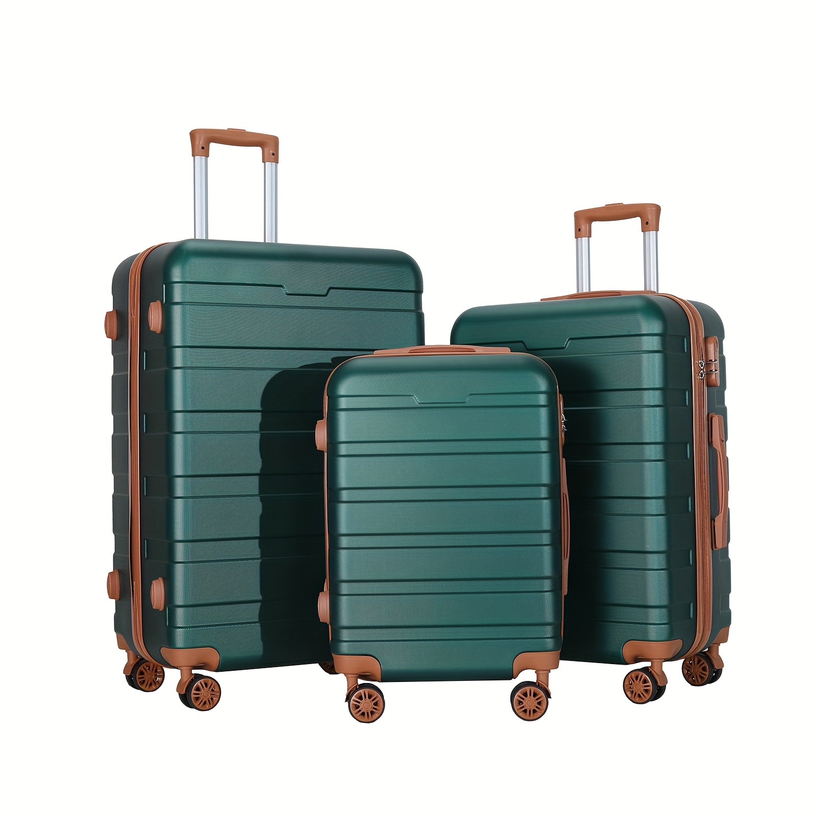 Image of 3pcs Set (20/24/28 Inches) New Retro-style Trolley Suitcase Set, Made Of Abs Material, Hard Shell, 4 Silent Rotating Wheels, Combination Lock Not Tsa Approved
