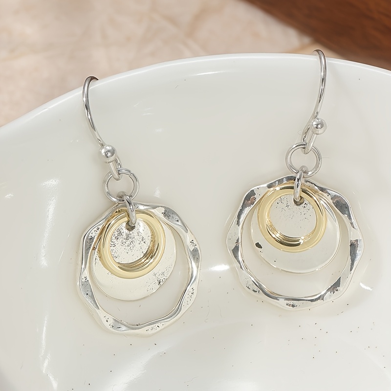 Women's Vintage Copper Handmade Hanging Ring Earrings