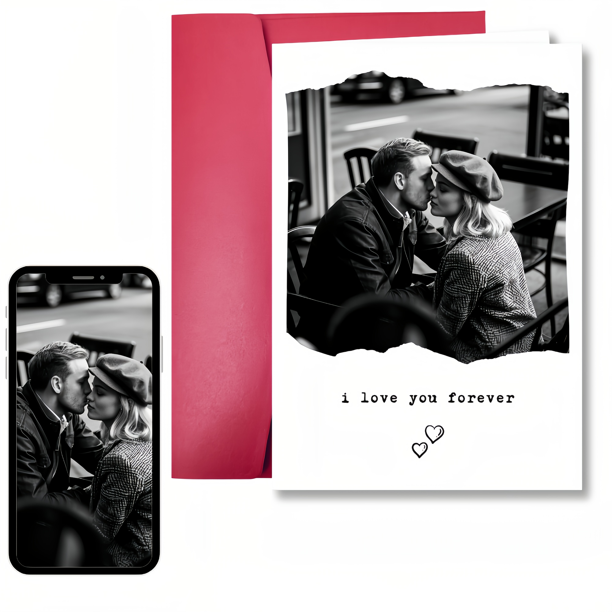 

1pc Personalized Greeting Card With Photo, English, For Wedding, Valentine's Day, Thanksgiving, Birthday, Anniversary - Unique, , Interesting, Ideal For Boyfriend, Unique Gift