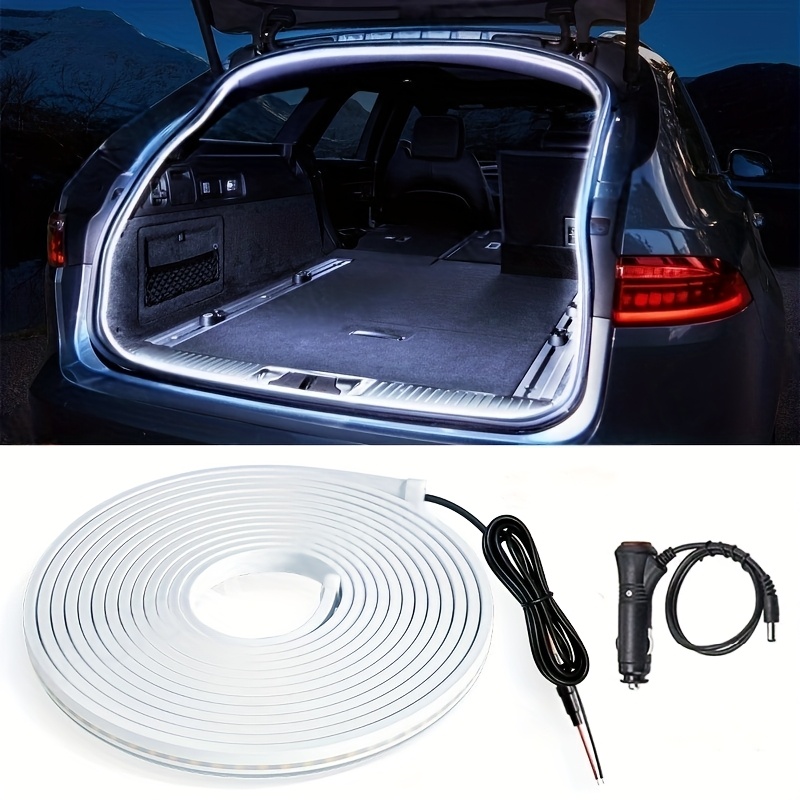 TEMU Car Rear Compartment Effect Led Light Decoration Lamp, 5-meter Tailgate Installation Light Strips, White Light Effect, Suitable For Sedans And