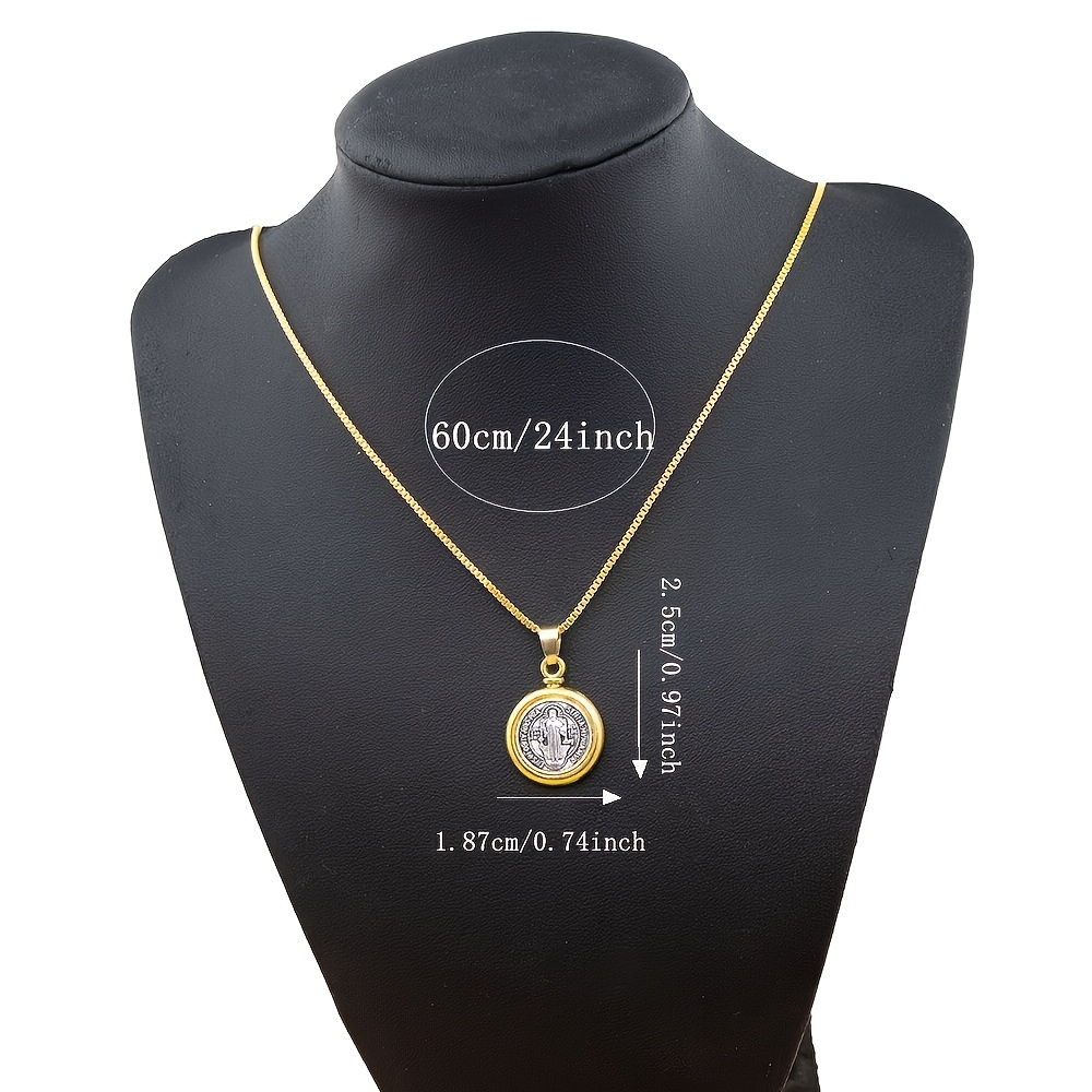 Men's Saint Benedict of Nursia Pendant Necklace, Antique Medallion