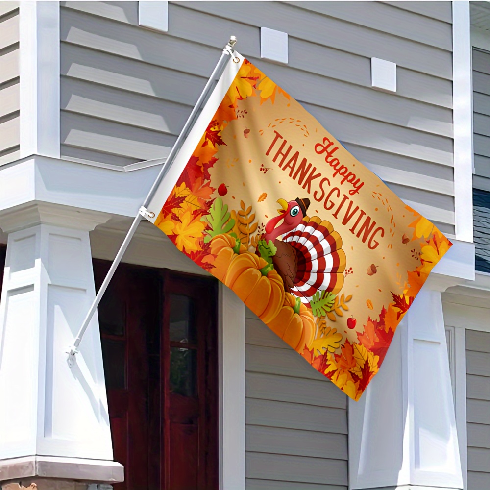 

Thanksgiving Decorative Polyester Flag, 59.0" X 35.4", Double-sided, Bright & Fade-resistant, Ideal For Autumn Holiday Outdoor Yard Display - Durable & Washable