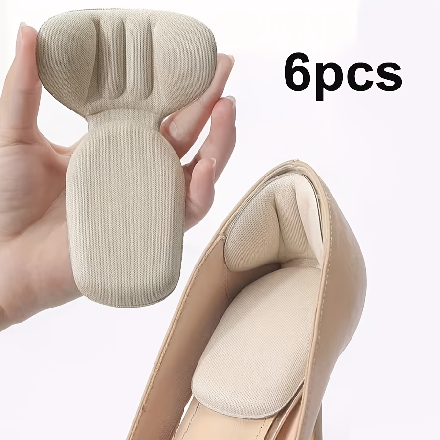 TEMU 6 Thickened Anti-wear Heel Pads, Soft Non-slip Half Insoles For , Featuring Foam Cushioning To Reduce Pressure. The Adjustable T-shaped Pads Cut