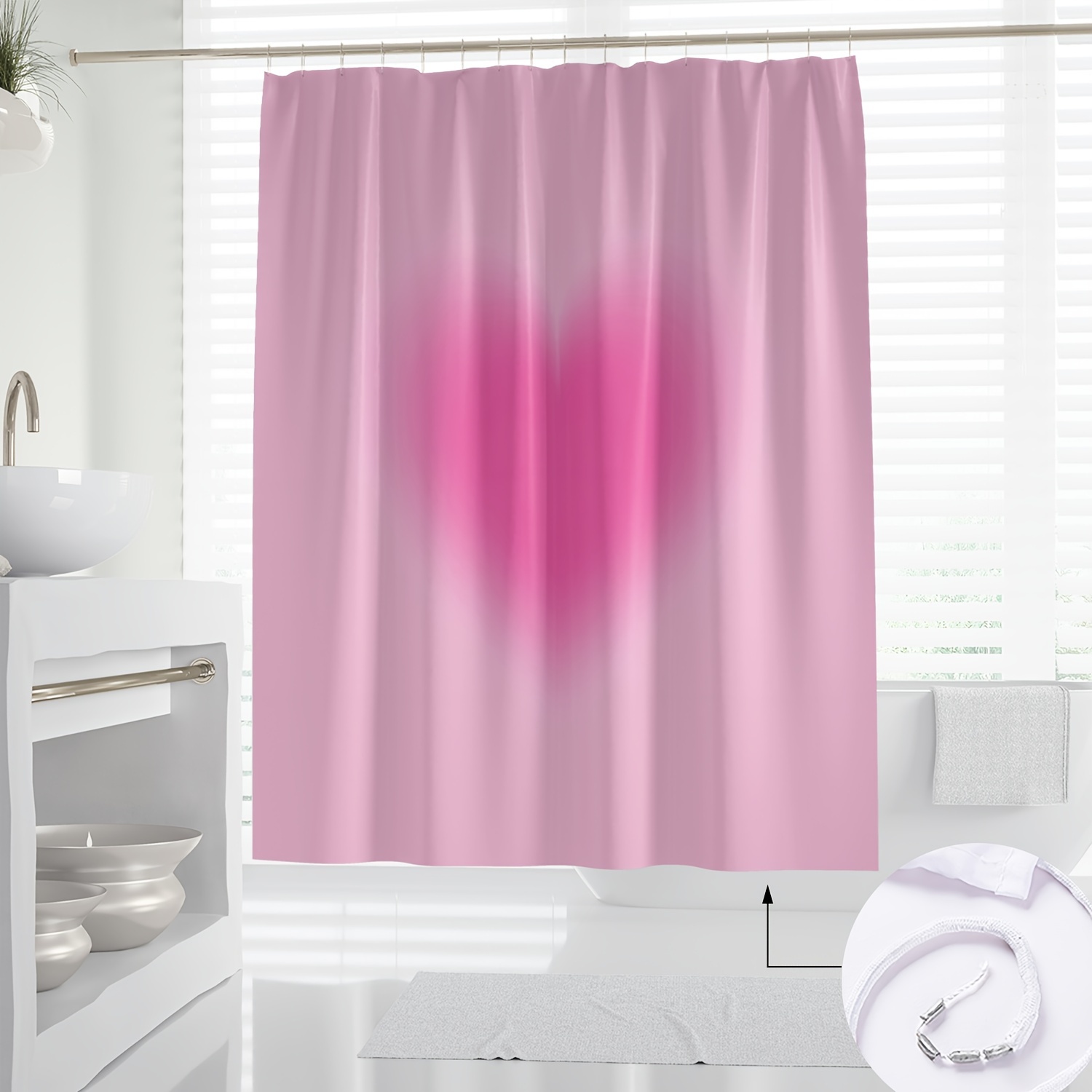 

Pink Print Shower Curtain - Waterproof, Machine Washable With Hooks Included - All Bathroom Decor