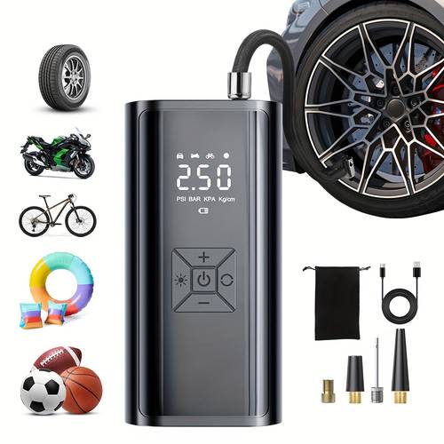tire inflator portable air compressor wireless air pump with digital pressure gauge and led light inflation speed increased by 2 times durable usb rechargeable cars bicycles motorcycles best for christmas thanksgiving